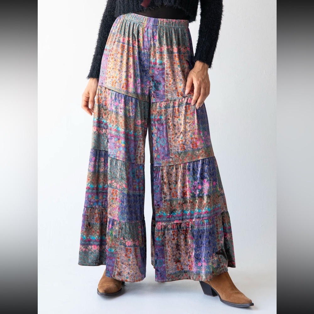 Natural Life |NWT Patti Palazzo velvet patchwork Pant